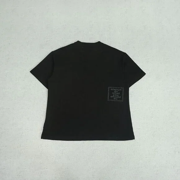 Always Black Simple Lettering Short Sleeve T Shirt
